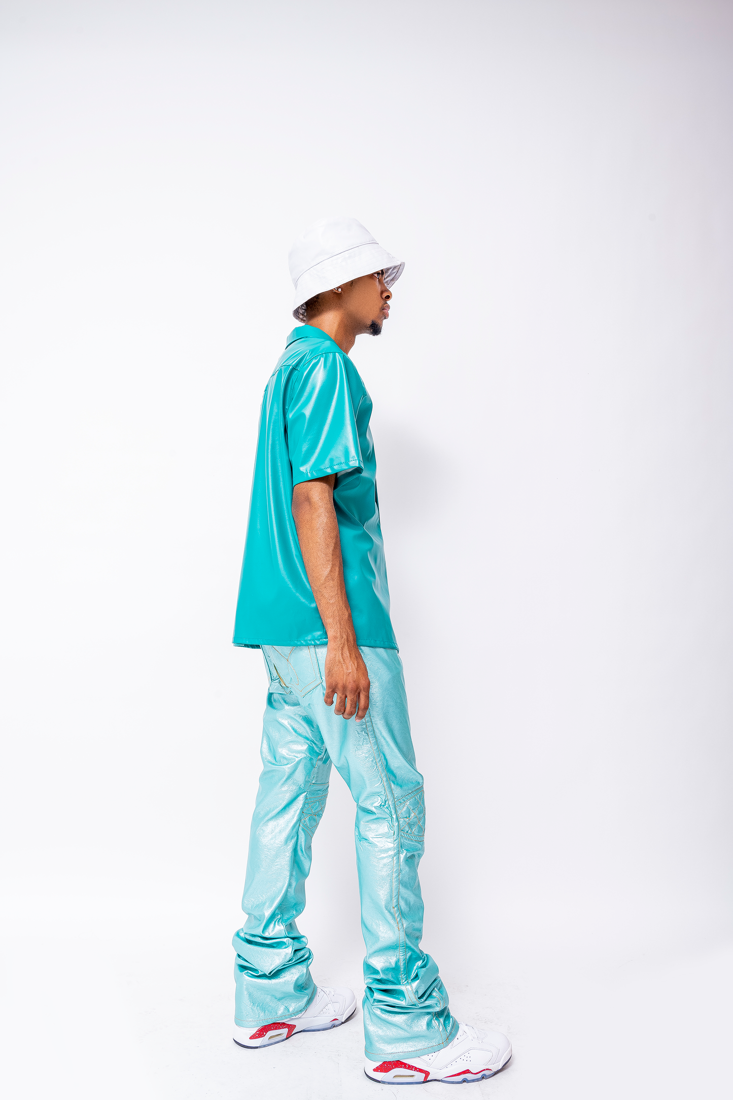Turquoise Leather Shirt